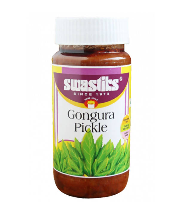 Swastits Gongura Pickle bottle on a white background