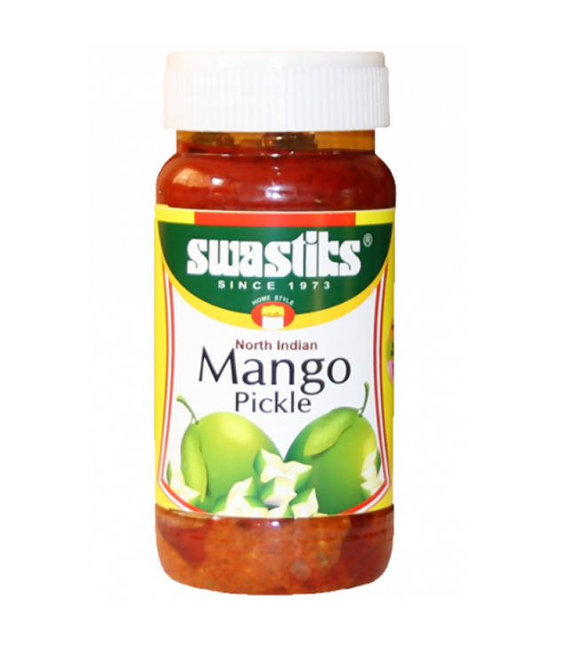 Jar of Swastik North Indian Mango Pickle on a white background