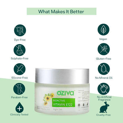 OZiva Bioactive Vitamin E122 Night Gel