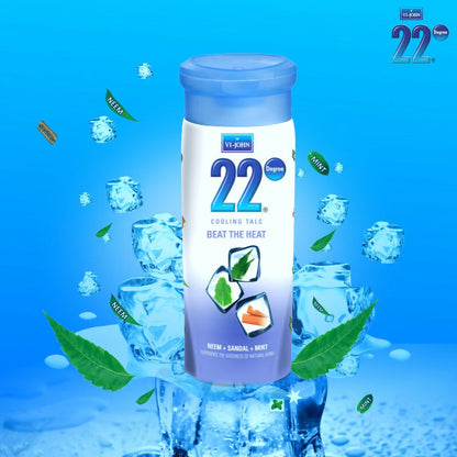 VI-JOHN 22 Degree Cooling Talc Beat the Heat Neem,Sandal and Mint