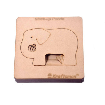 Kraftsman Stack up Puzzles/ Layered Puzzle Elephant Shape for Kids | Color Kit Included | 6 Pieces Puzzle