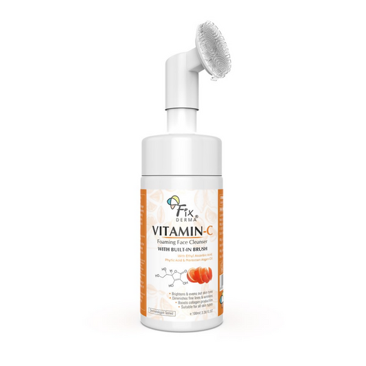 Fixderma 2% Vitamin C Face Wash, Foaming Face Cleanser with Brush