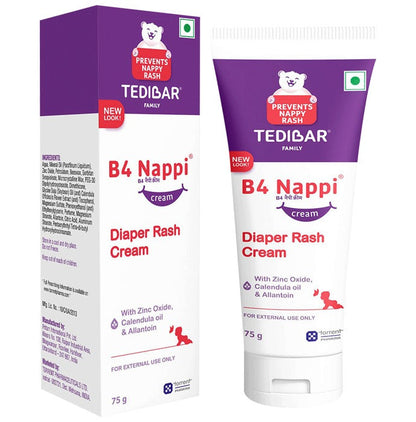 TEDIBAR B4 Nappi Diaper Rash Cream packaging and tube on a white background