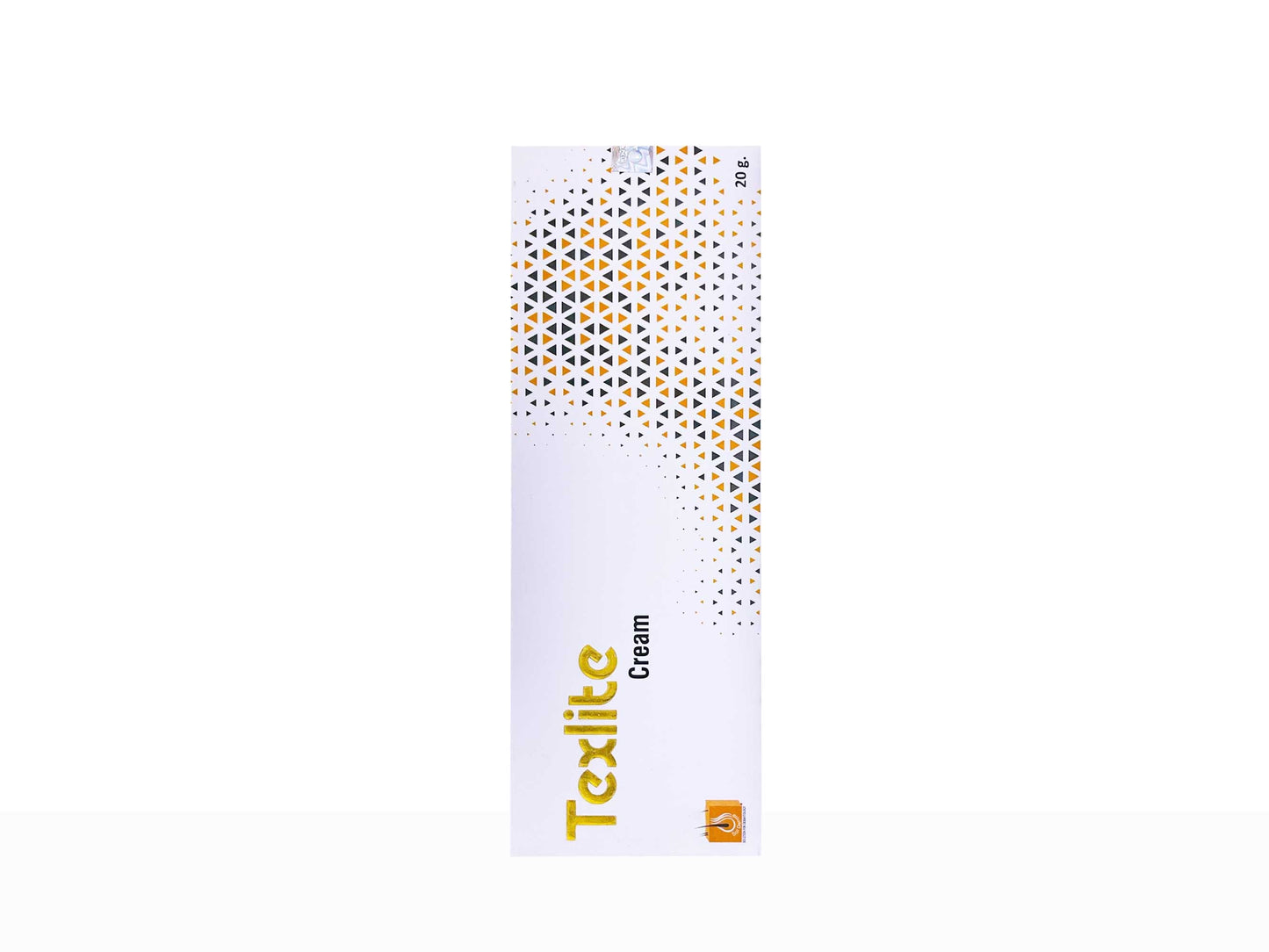 Texlite cream packaging with geometric pattern on a white background