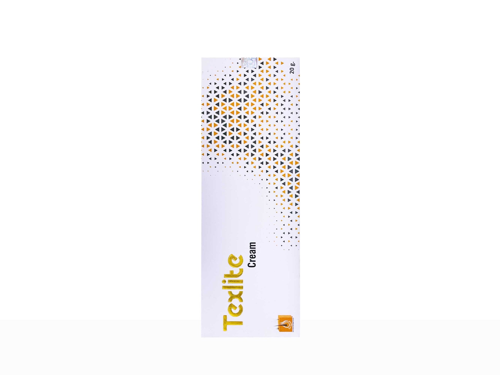 Texlite cream packaging with geometric pattern on a white background