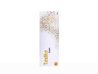 Texlite cream packaging with geometric pattern on a white background
