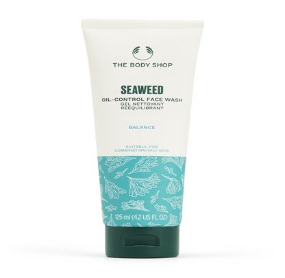 Seaweed oil-control face wash tube from The Body Shop on a white background