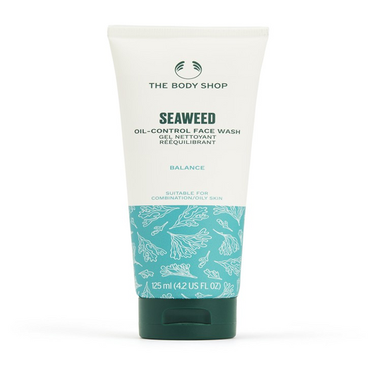 Seaweed oil-control face wash tube from The Body Shop on a white background