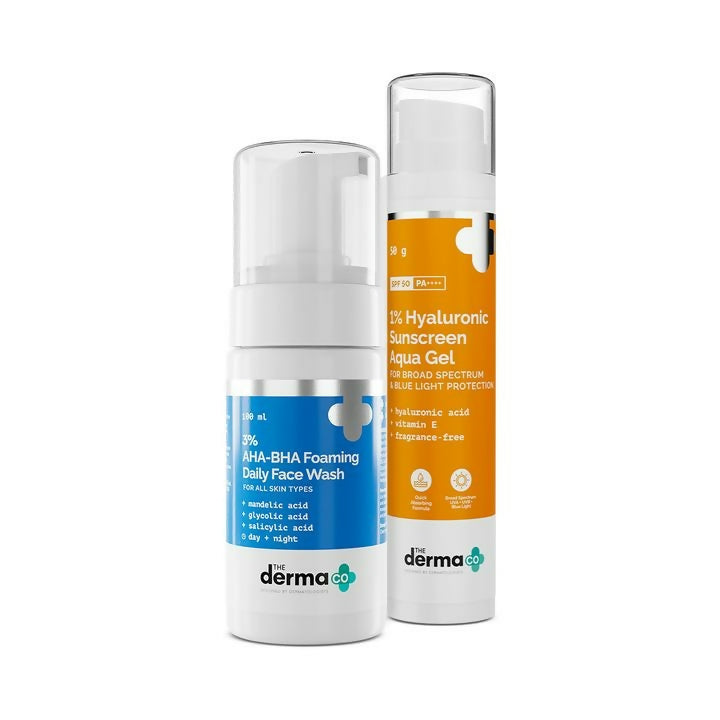 Two skincare products from derma+ on a white background