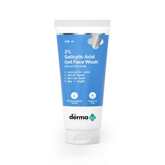 Tube of 2% Salicylic Acid Gel Face Wash by derma on a white background