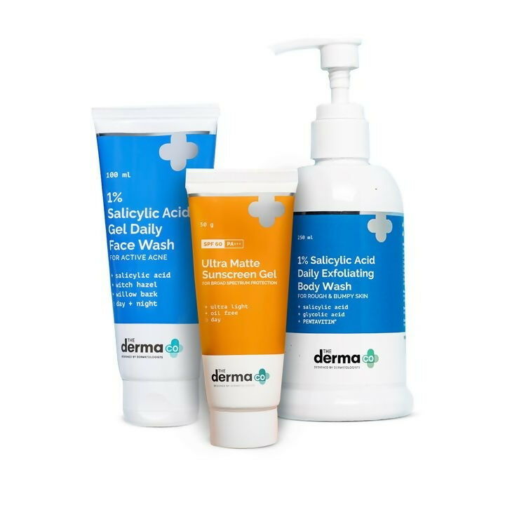 Three skincare products from derma e on a white background