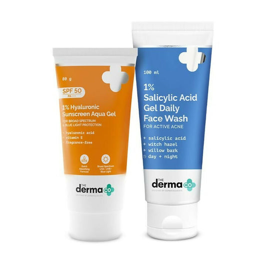 Two skincare products from the derma co brand on a white background
