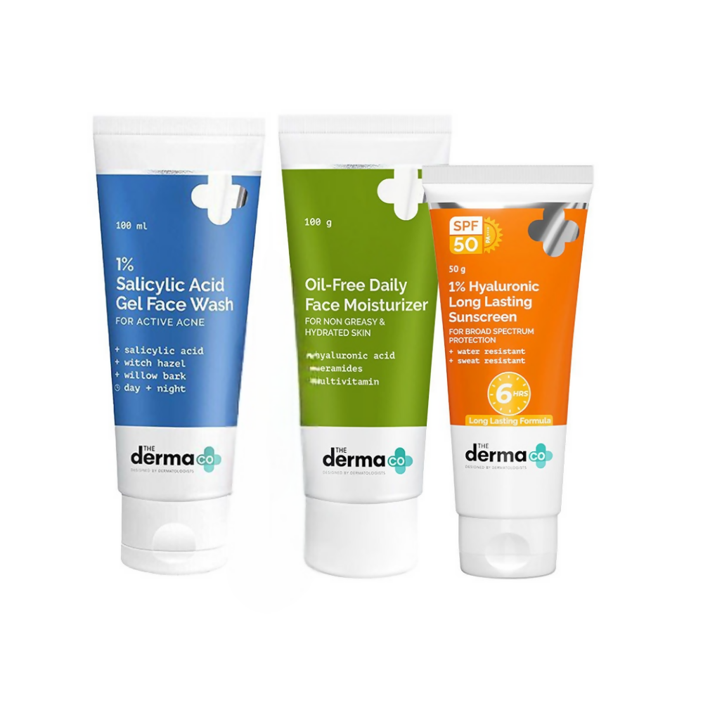 Three DermaCo skincare products on a white background