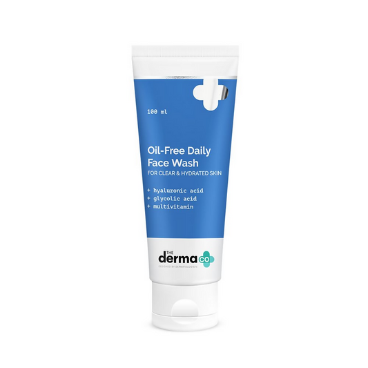 Tube of Oil-Free Daily Face Wash by The Derma Co on a white background