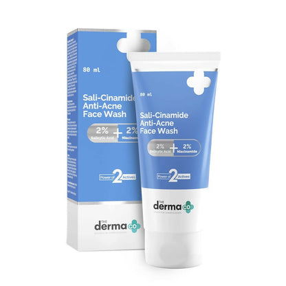 Sali-Cinamide Anti-Acne Face Wash by the derma co with packaging on a white background