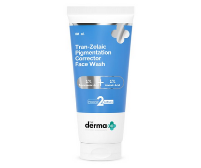 Tube of Tran-Zelic Pigmentation Corrector Face Wash by derma on a white background