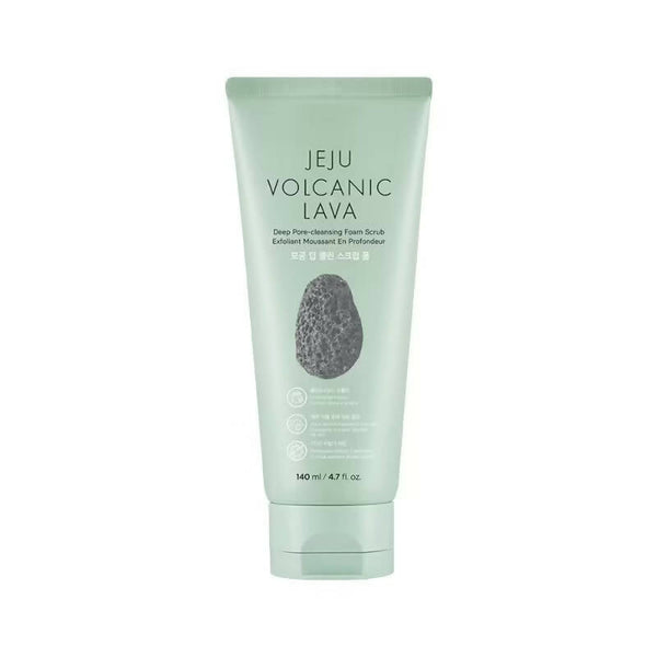 Jeju Volcanic Lava deep pore cleansing foam scrub tube on a white background