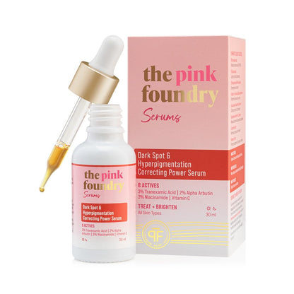 The Pink Foundry Dark Spot & Hyperpigmentation Serum with 3% Tranexamic Acid 2% Alpha Arbutin 3% Niacinamide | Fades Appearance of Acne Marks | All Skin Types | For Men & Women | Lightweight & Fast Absorbing | 30ml