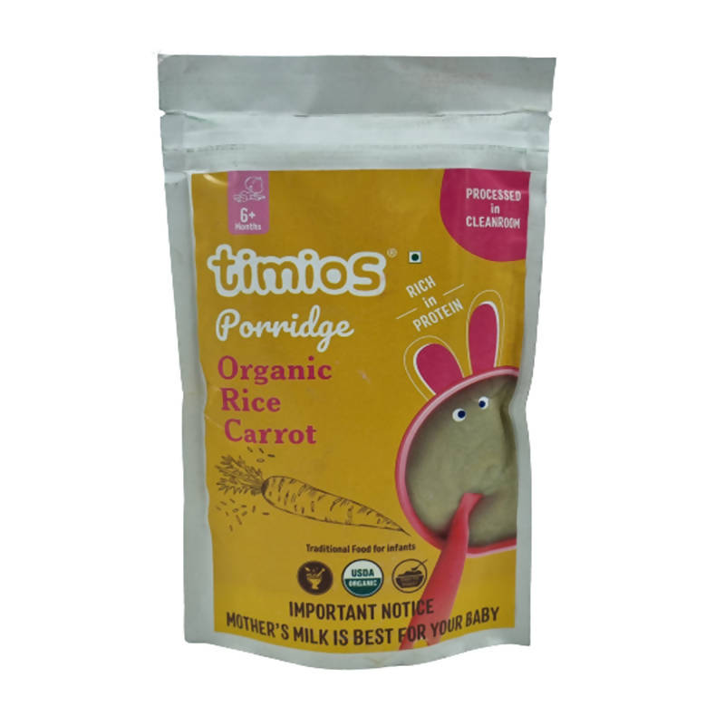 Timios Organic Rice Carrot Porridge package on a white background