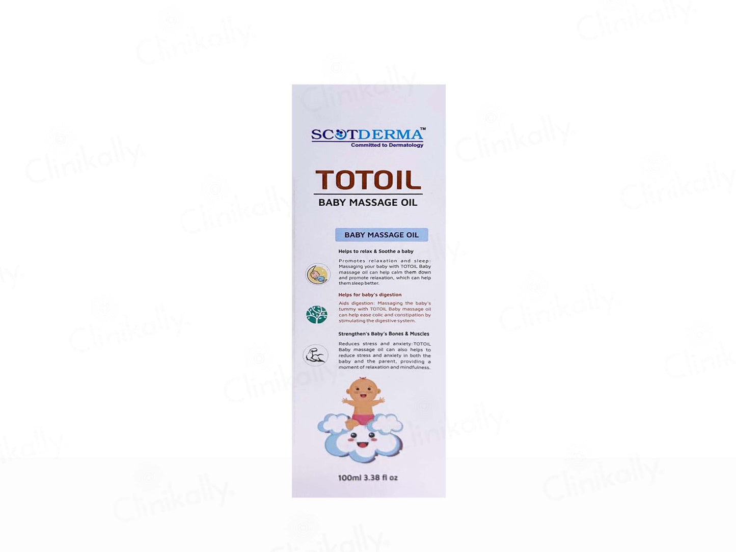 SCOTDERMA TOTOIL baby massage oil packaging on a white background