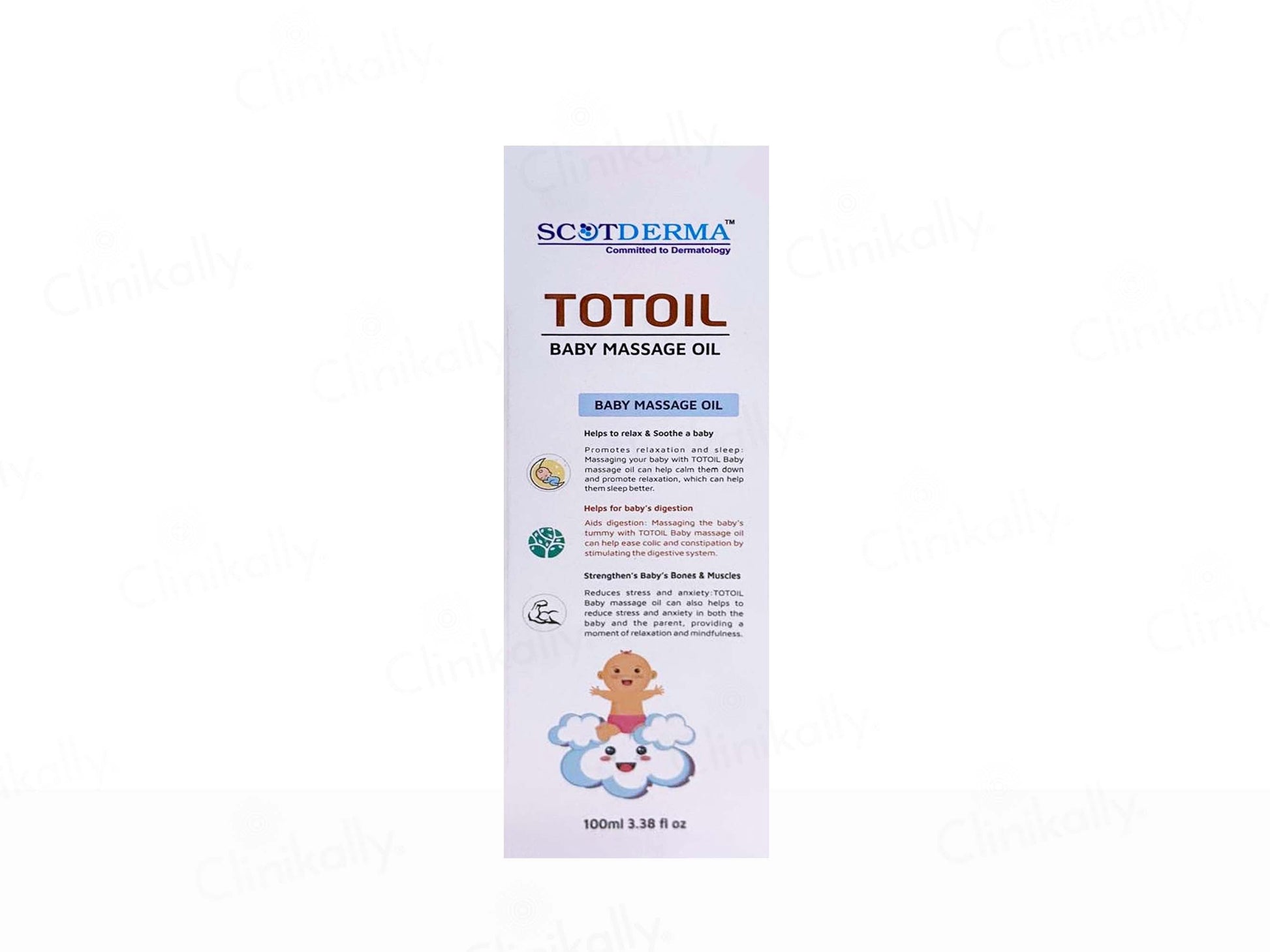 SCOTDERMA TOTOIL baby massage oil packaging on a white background