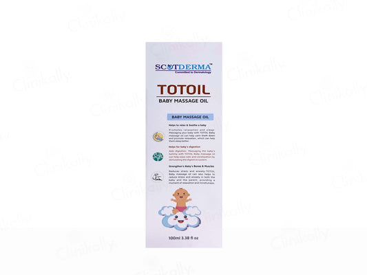 SCOTDERMA TOTOIL baby massage oil packaging on a white background
