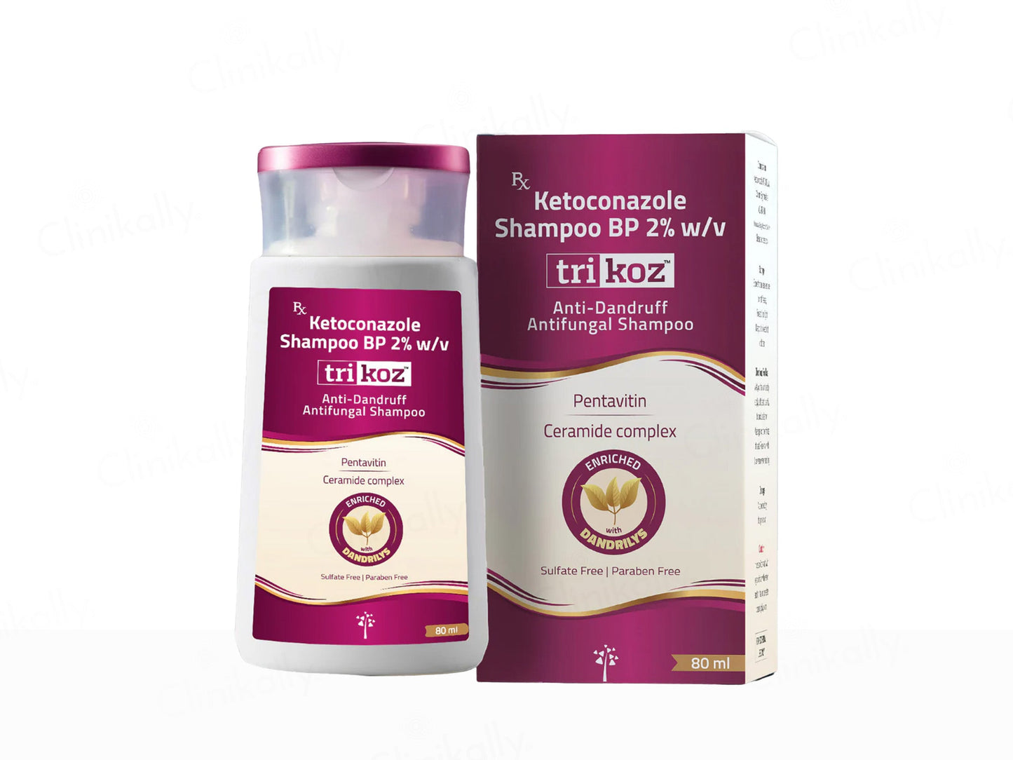 Ketoconazole shampoo bottle and packaging on a white background