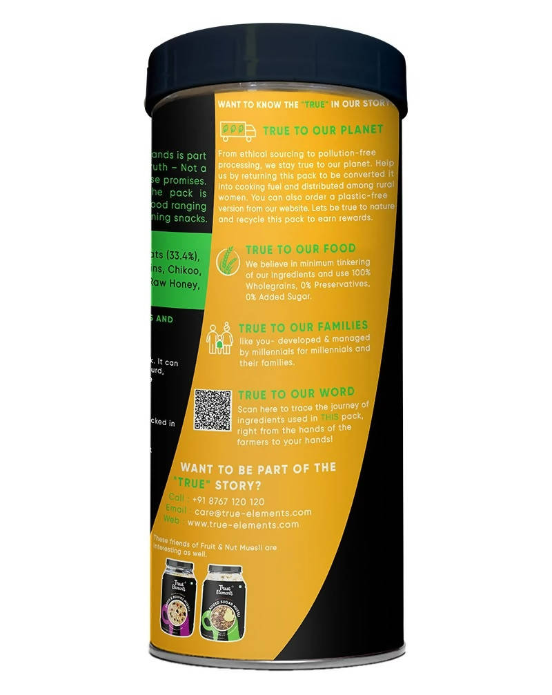 Back view of a cylindrical container with a yellow label on a white background