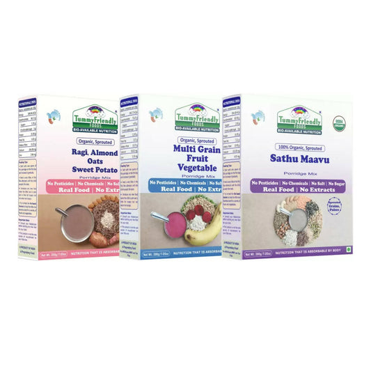Three boxes of Tommyfriendly food products on a white background