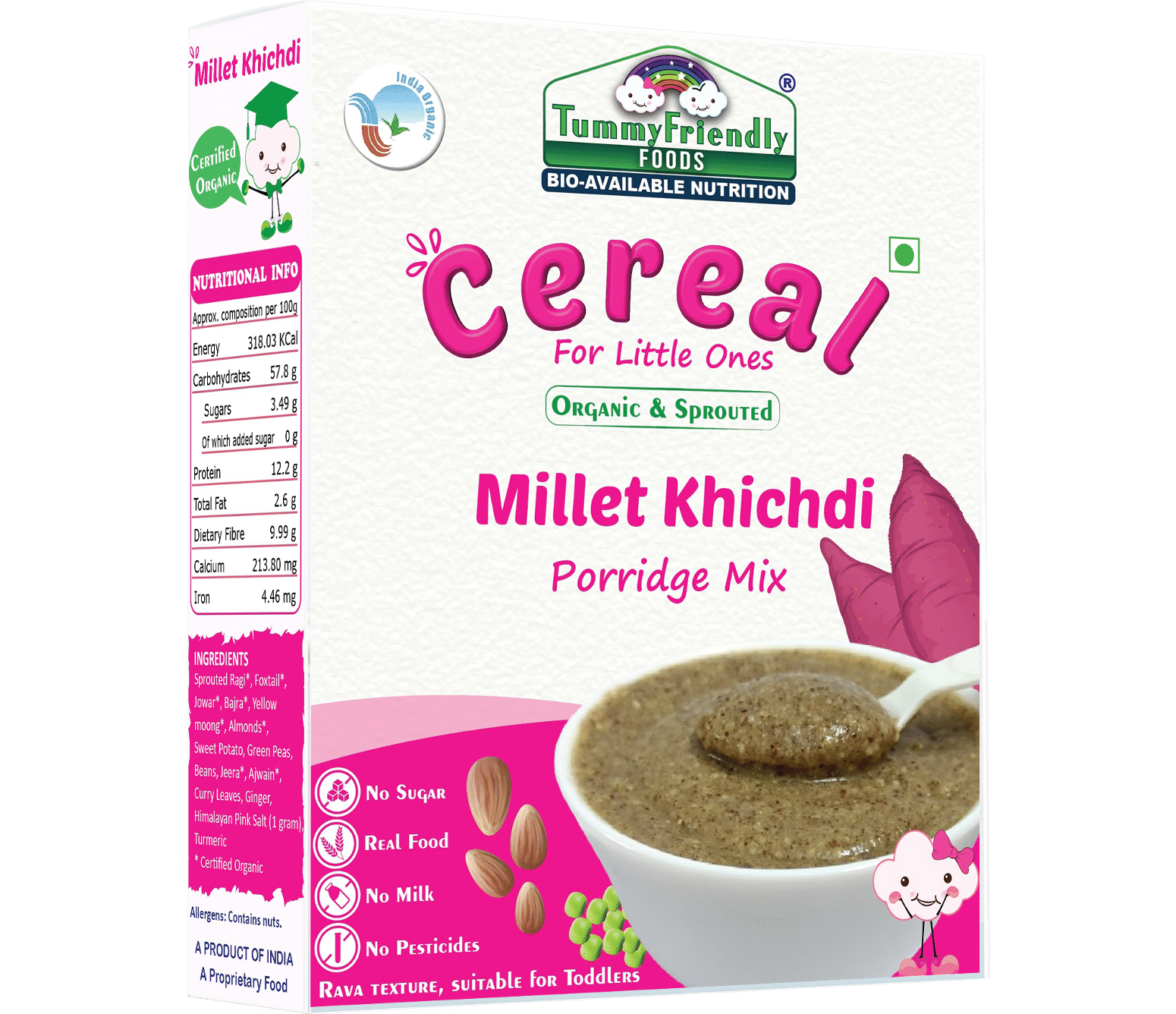 Tummy Friendly Kids Millet Khichdi cereal packaging on a white background