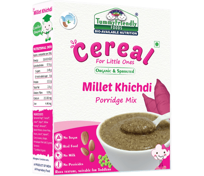 Tummy Friendly Kids Millet Khichdi cereal packaging on a white background