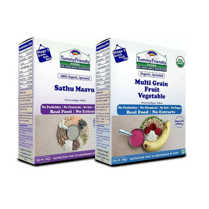 Two boxes of Tummy Friendly Foods on a white background