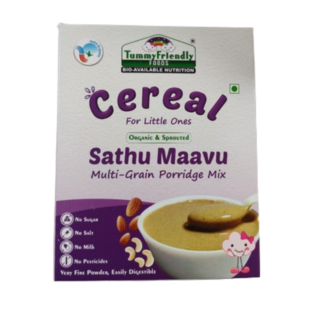 Box of Tummy Friendly Foods Sathu Maavu Multi-Grain Porridge Mix on a white background