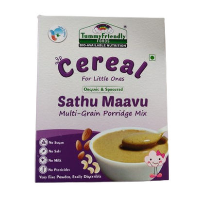 Box of Tummy Friendly Foods Sathu Maavu Multi-Grain Porridge Mix on a white background