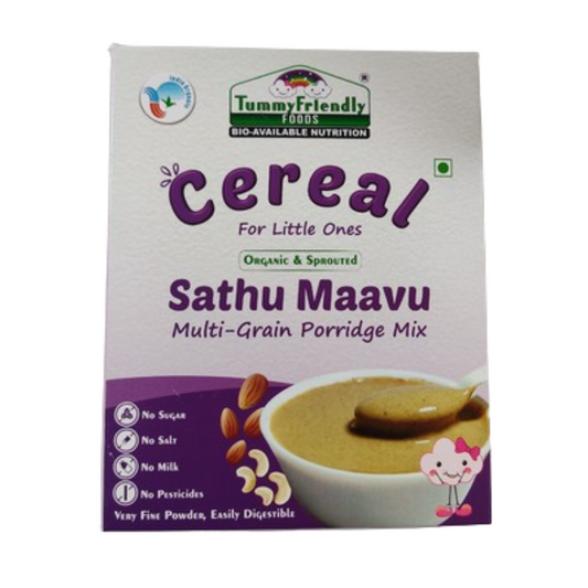 Box of Tummy Friendly Foods Sathu Maavu Multi-Grain Porridge Mix on a white background