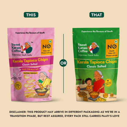 Sweet Karam Coffee Kerala Tapioca Chips - Rock Salt (Fasting Special)