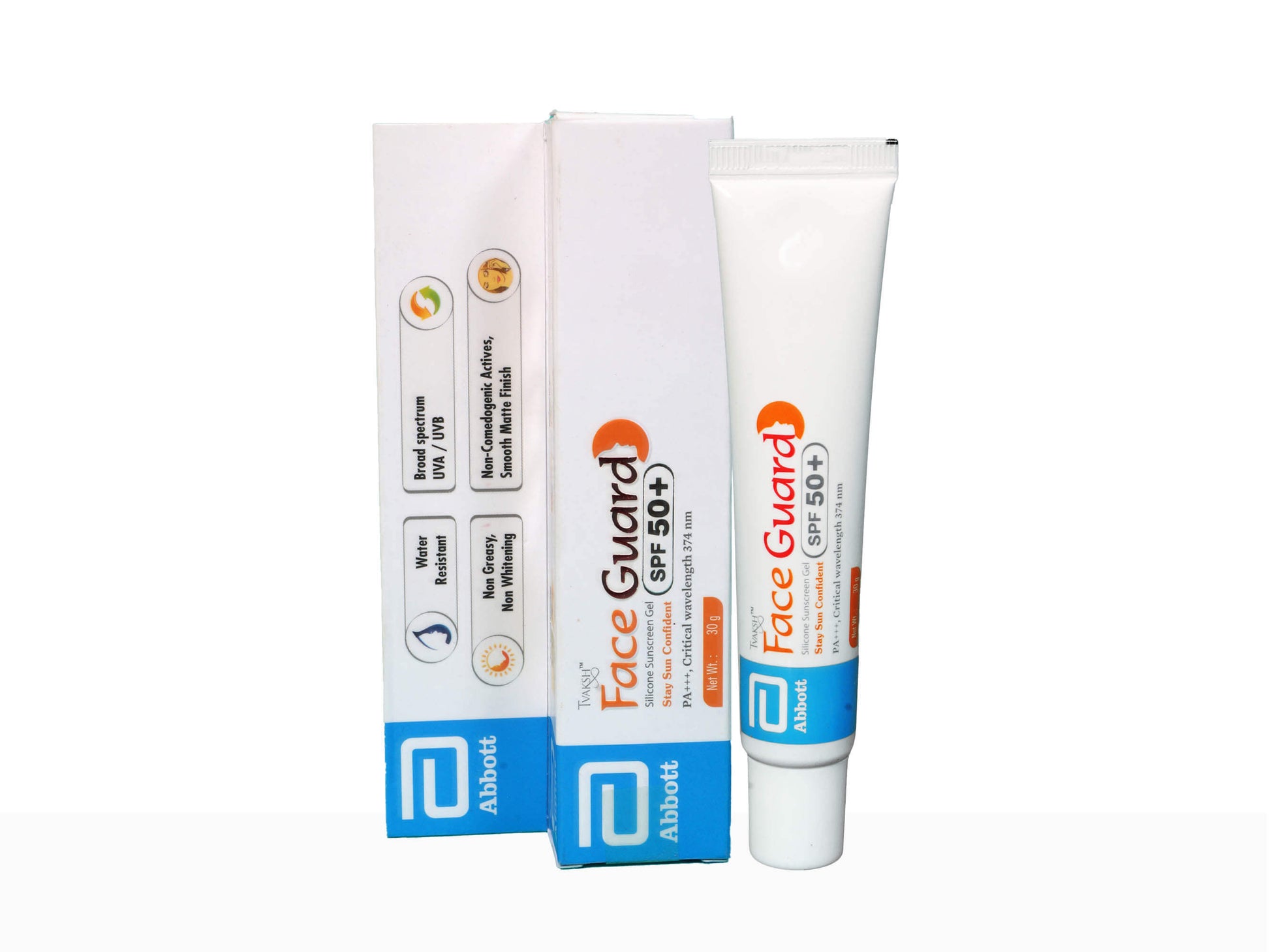 Face Guard sunscreen tube and packaging on a white background