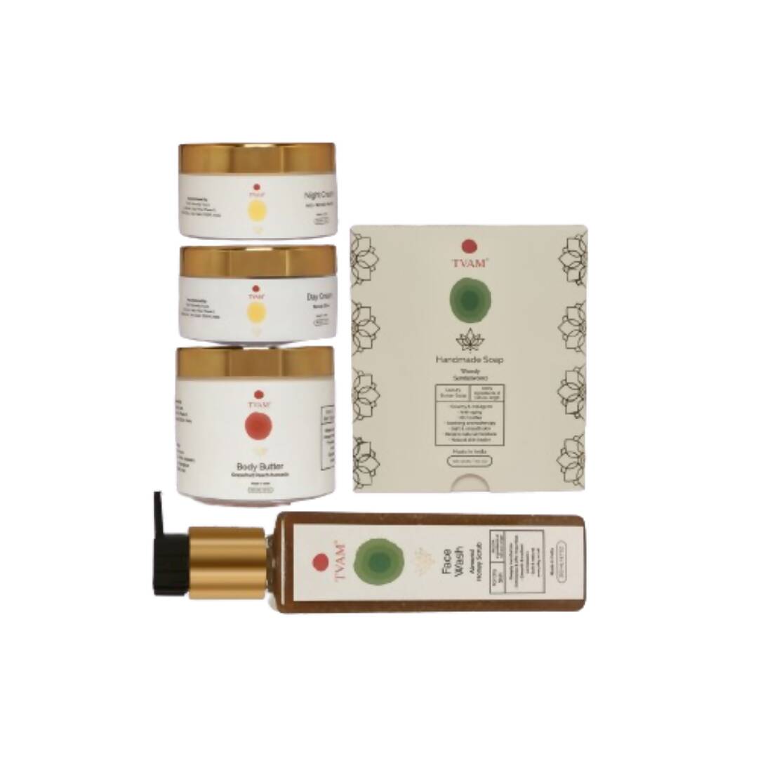Set of TWA skincare products including jars and a bottle on a white background
