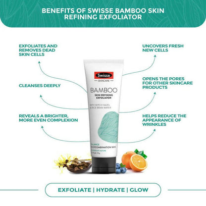 Swisse Skincare Bamboo Skin Refining Exfoliator With Witch Hazel & Rice Bran Water