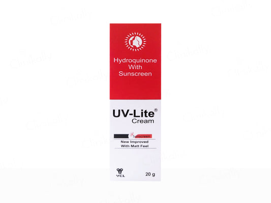 UV-Lite Cream packaging with red and white design on a white background