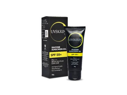 Uvskrin sunscreen gel packaging on a white background