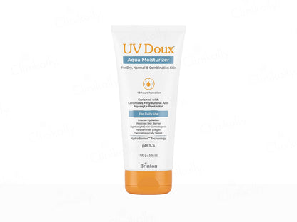 UV Doux Aqua Moisturizer tube on a white background