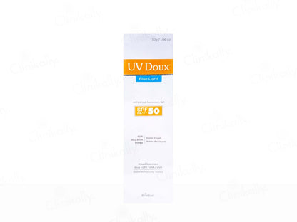 UV Doux sunscreen packaging on a white background