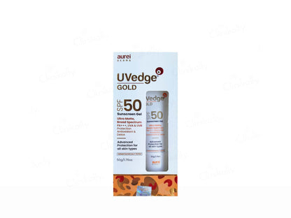 Aurel UVedge Gold sunscreen gel packaging on a white background