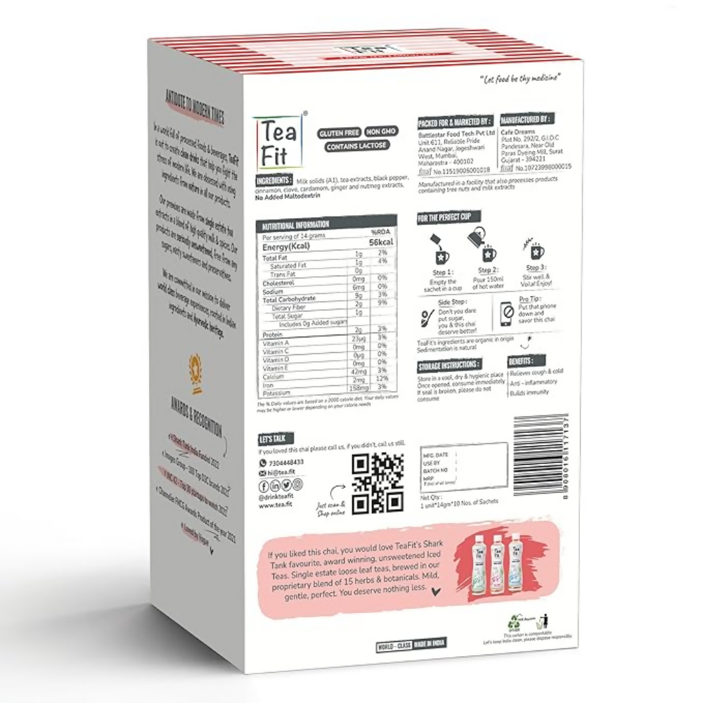 TeaFit Premium NO SUGAR Instant Masala Tea Premix