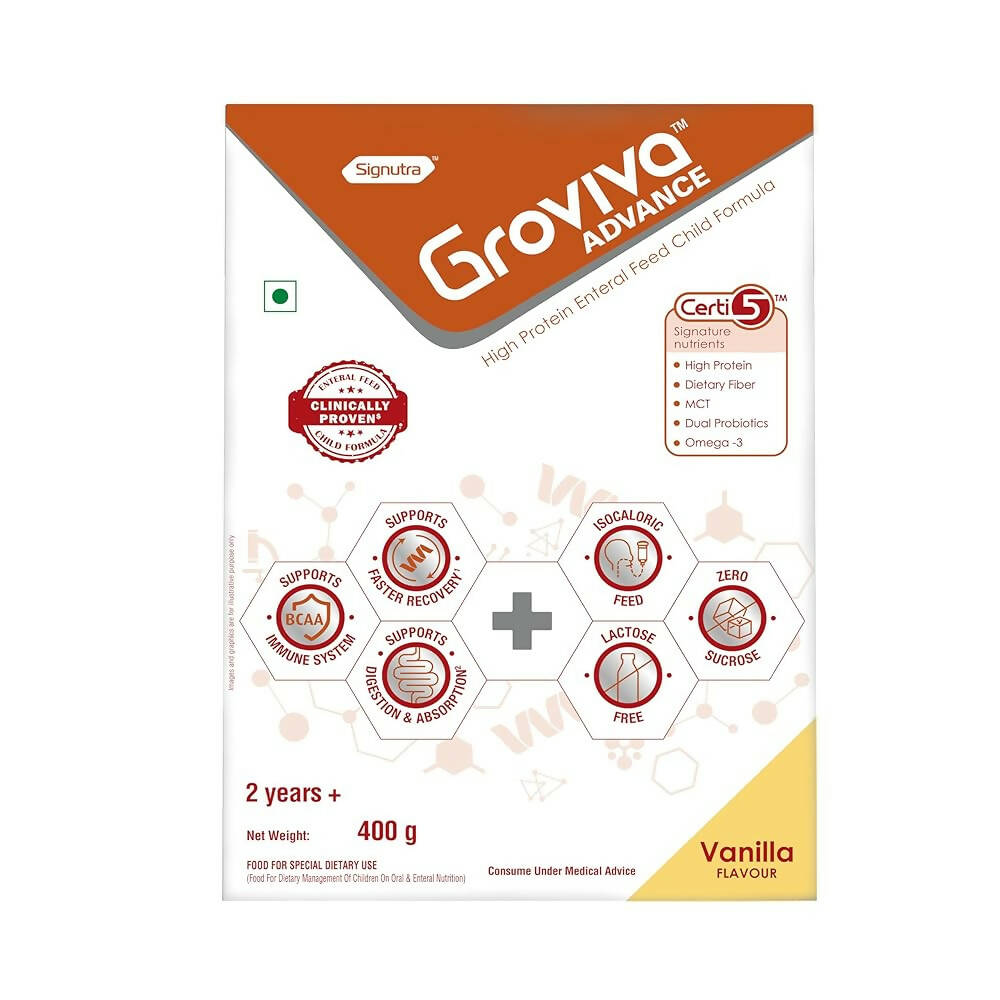 Groviva Advance High Protein Enteral Feed Child Formula Powder - Vanilla Flavor