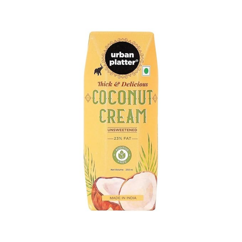 Packaging of Urban Platter coconut cream on a white background