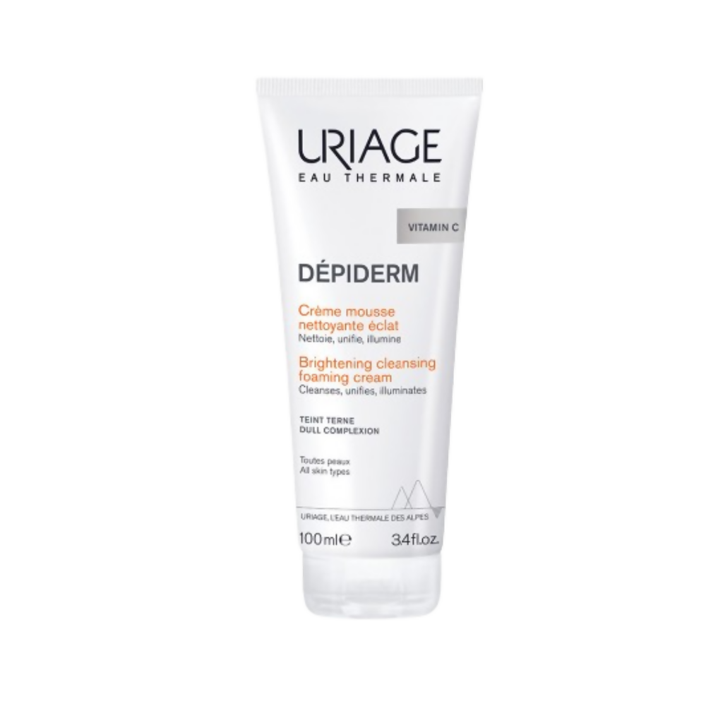 Uriage Depiderm brightening cleansing foaming cream on a white background