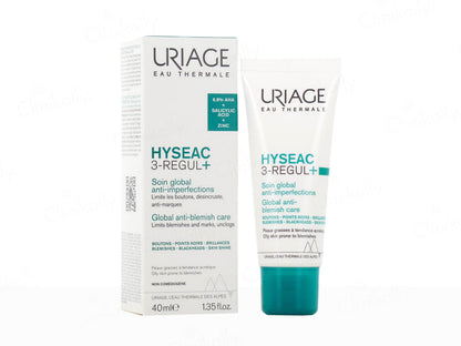 Uriage Hysseac 3-Regul+ skincare product packaging on a white background
