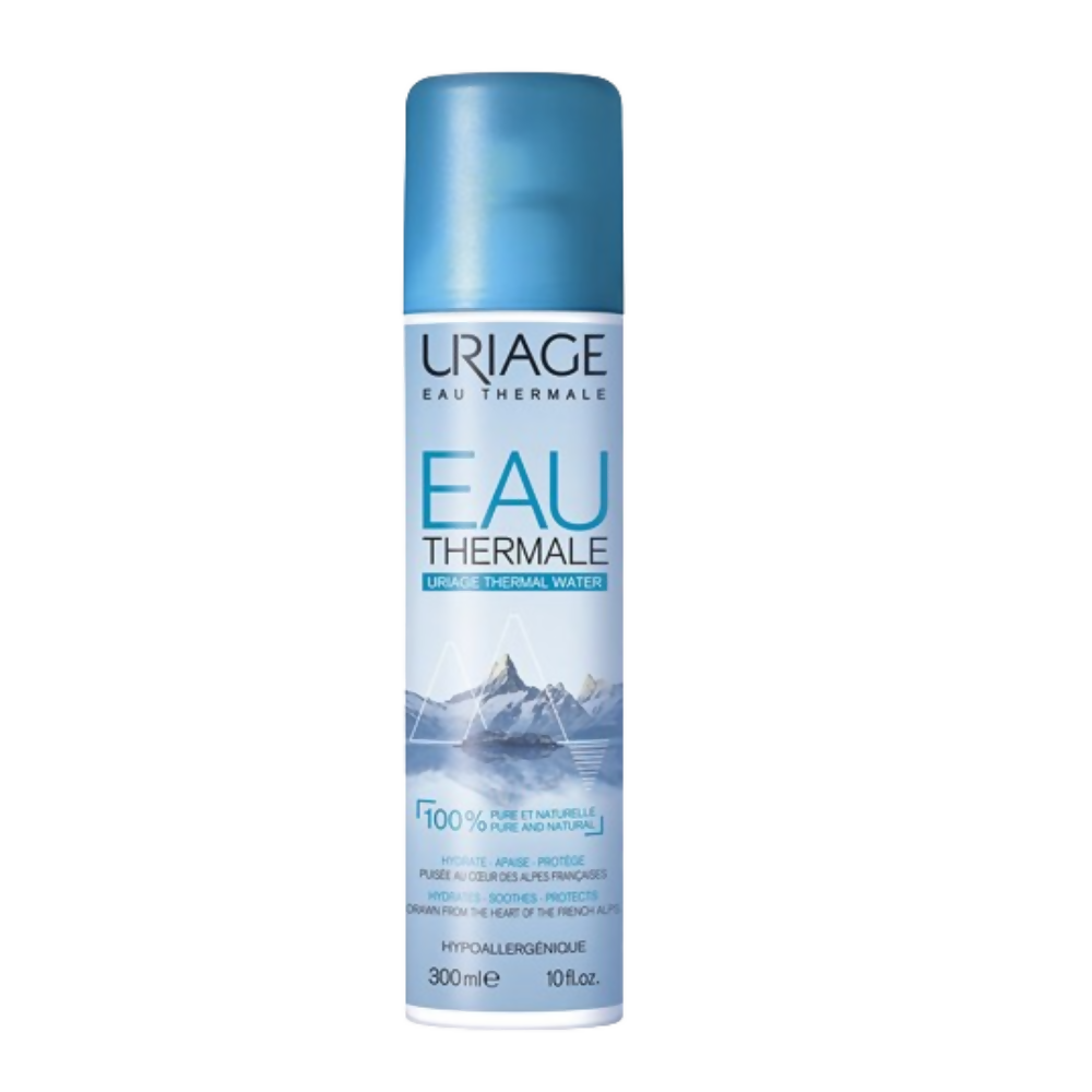 Uriage Eau Thermale spray bottle on a white background